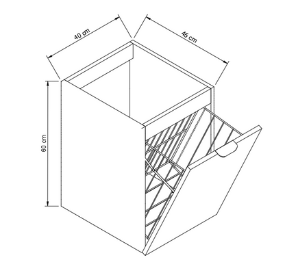 Dulap de baie 40 cm cos de rufe, fronturi canelate Willy, fara blat - Verde/Nuc