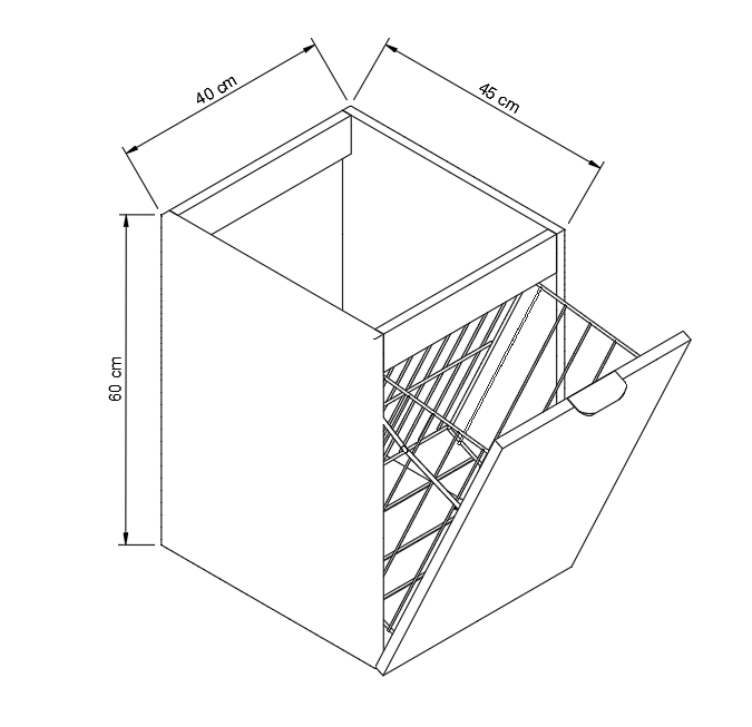 Dulap de baie 40 cm cos de rufe, fronturi canelate Willy, fara blat - Negru/Nuc