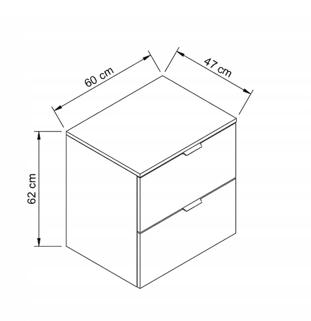 Dulap pentru lavoar 60 cm cu 2 sertare, fronturi netede Orio - Casmir