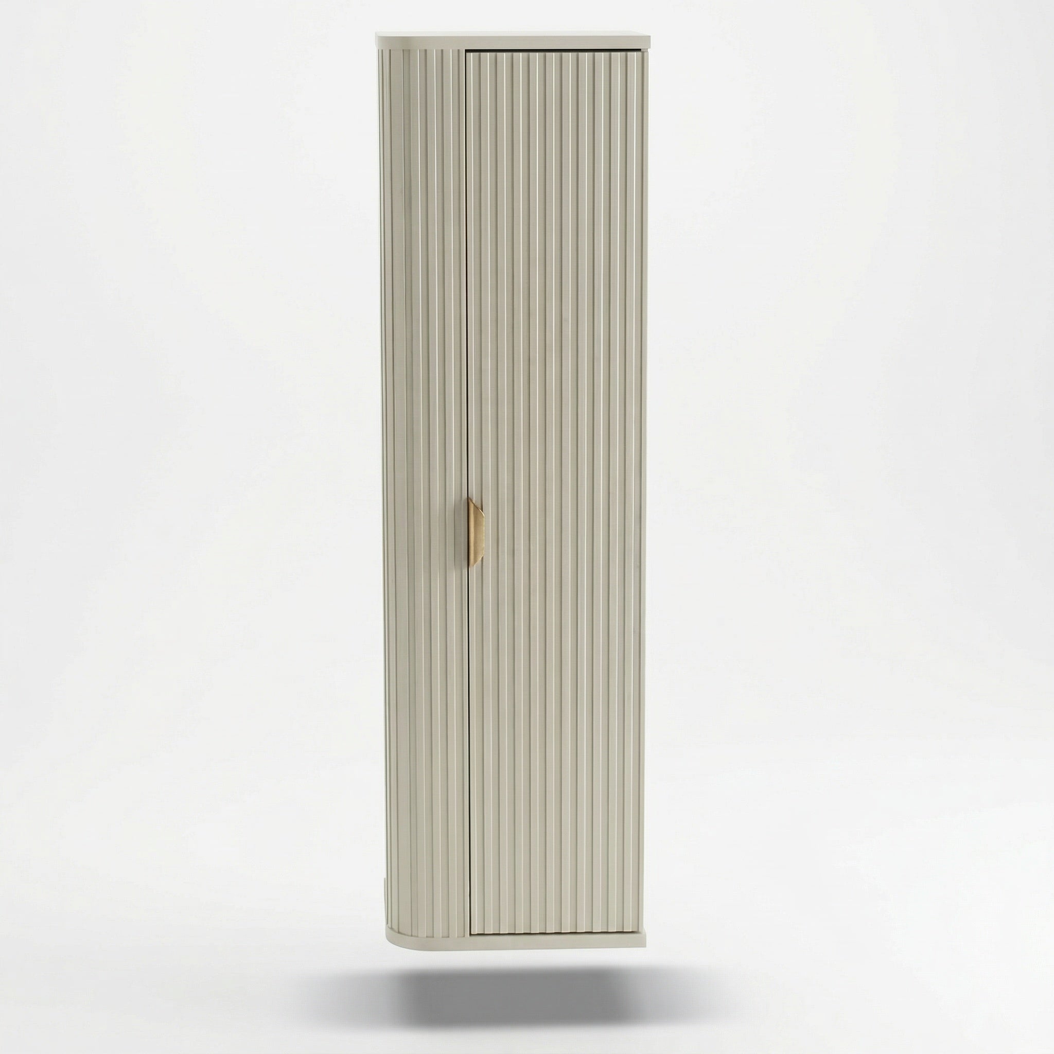 Dulap inalt pentru baie 130 cm, margini rotunjite, cu rafturi, fronturi canelate Selvea - Casmir