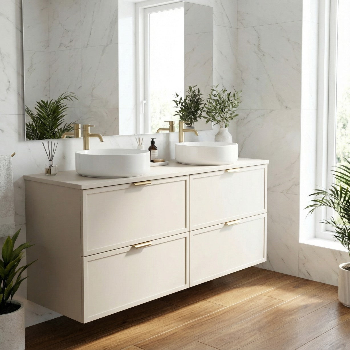 Dulap pentru lavoar 120 cm fronturi cu rama decorativa, 4 sertare Roma - Casmir