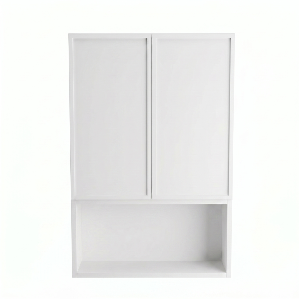 Dulap de perete deasupra toaletei 60 cm suspendat, fronturi cu rama decorativa Roma - Alb