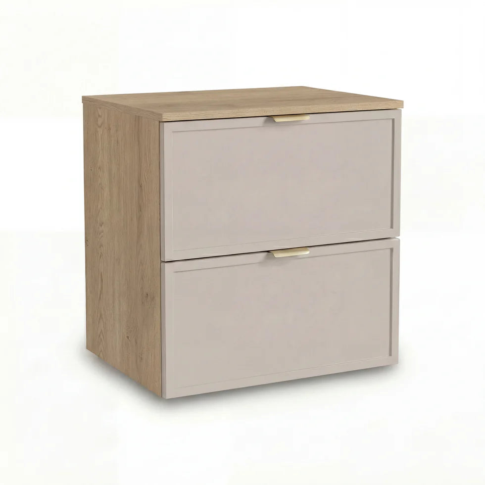Dulap pentru lavoar 140 cm, cu raft, fronturi cu rama decorativa, 4 sertare Roma - Casmir/Stejar Cremona