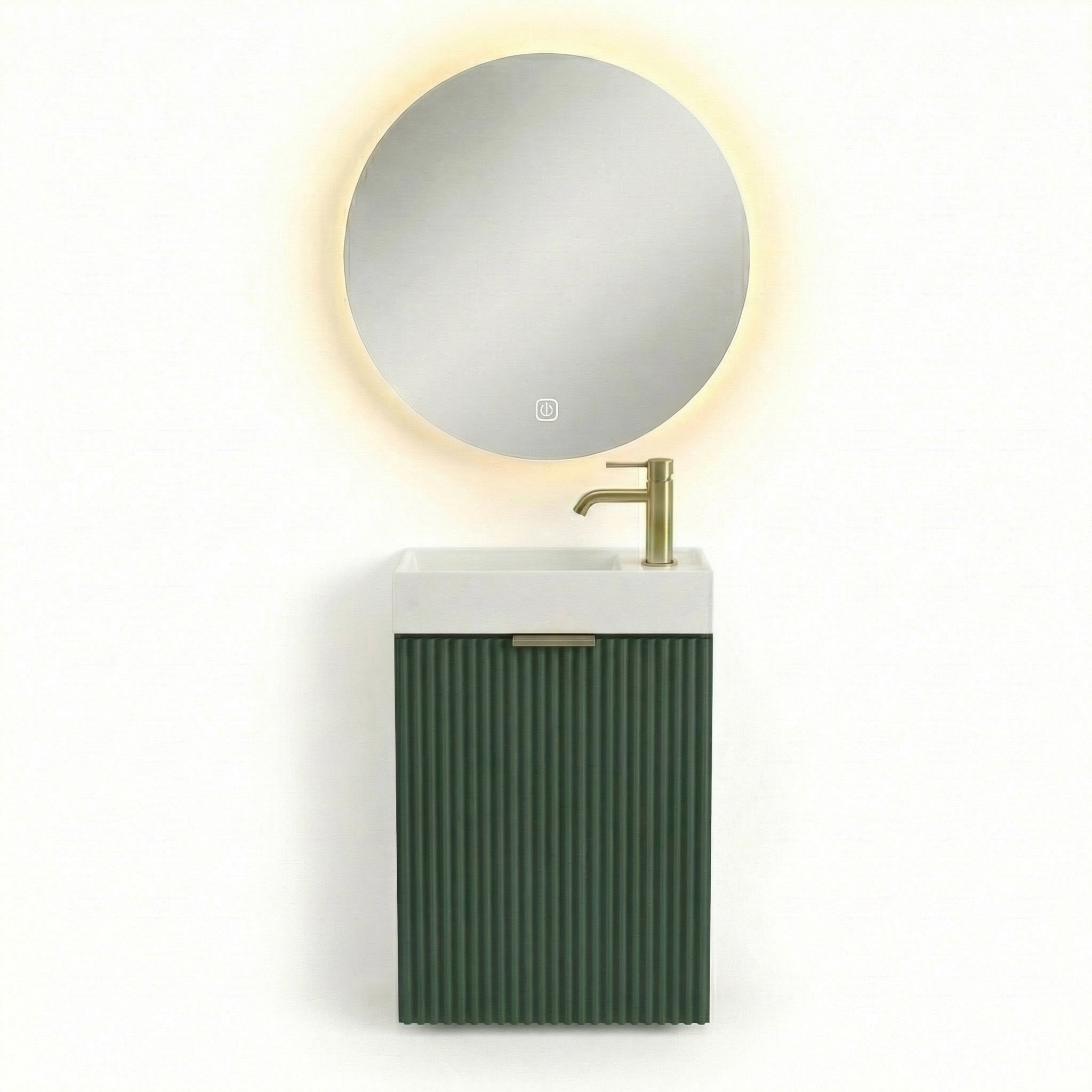 Set de mobilier: Dulap cu chiuvetă 40 cm cu oglindă cu LED-uri Willy - Verde