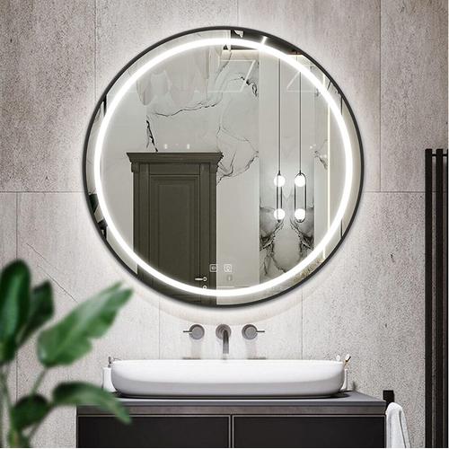 Oglinda de perete cu LED-uri MMJ Negru - 60 cm