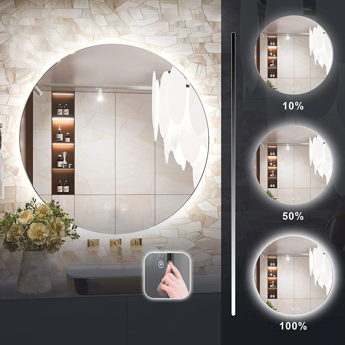 Oglinda de perete cu LED-uri HZJ - 80 cm