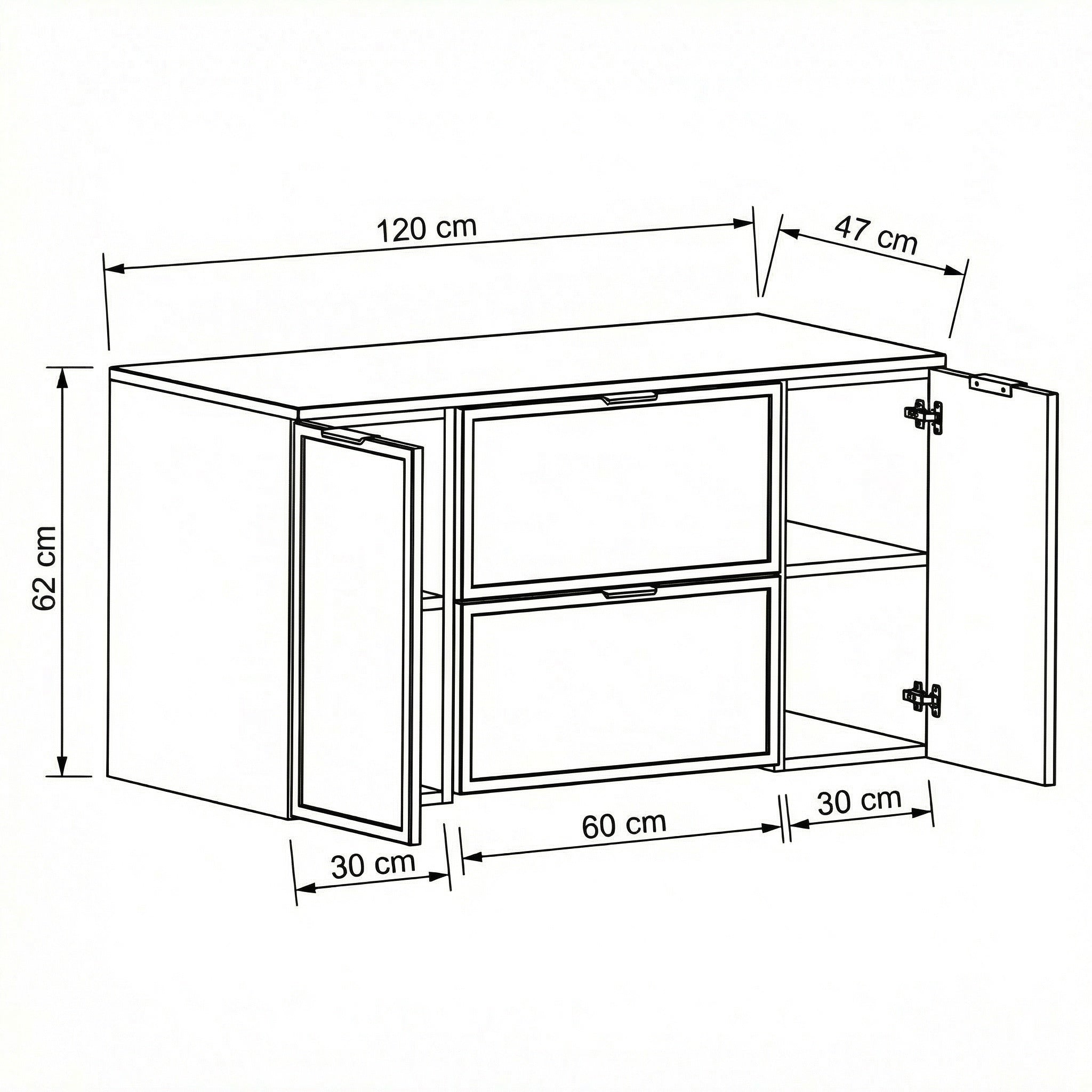 Dulap pentru lavoar 120 cm fronturi cu rama decorativa, 2 usi si 2 sertare Roma - Casmir/Stejar Cremona