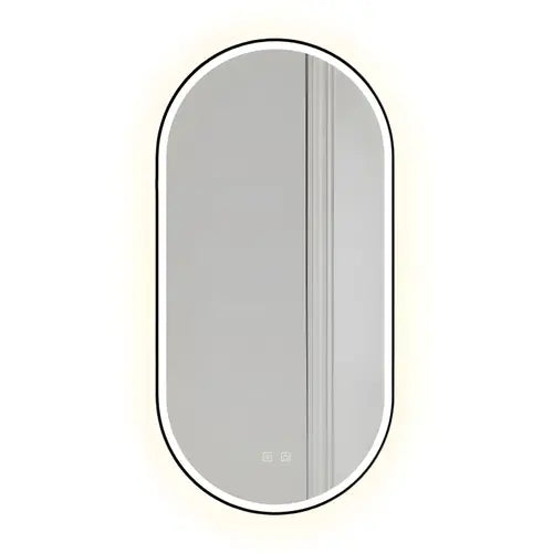 Oglinda de perete cu LED Ovl Negru - 50x100 cm