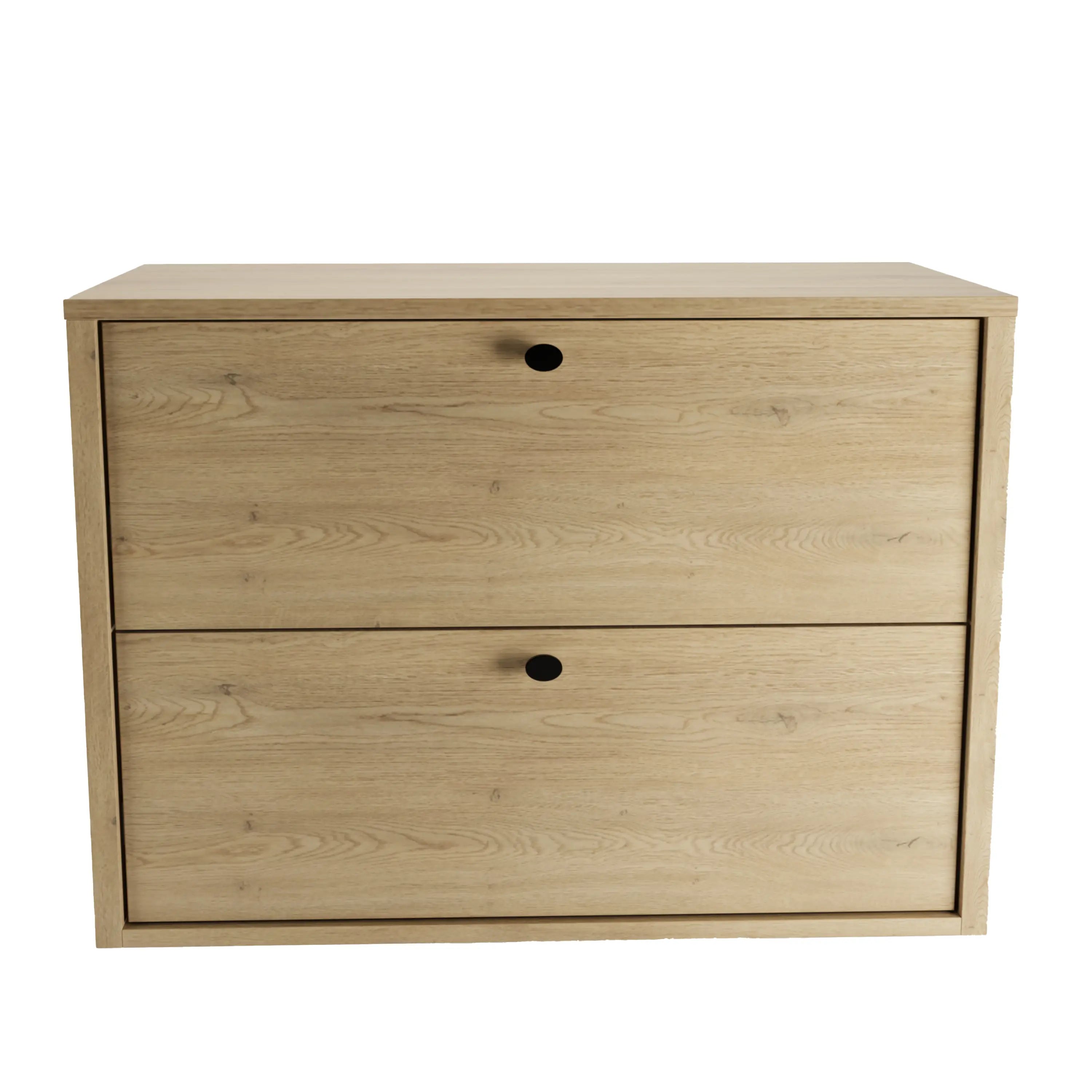 Dulap pentru lavoar 80 cm, cu 2 sertare, fronturi netede Belino - Stejar Cremona