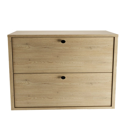 Dulap pentru lavoar 80 cm, cu 2 sertare, fronturi netede Belino - Stejar Cremona