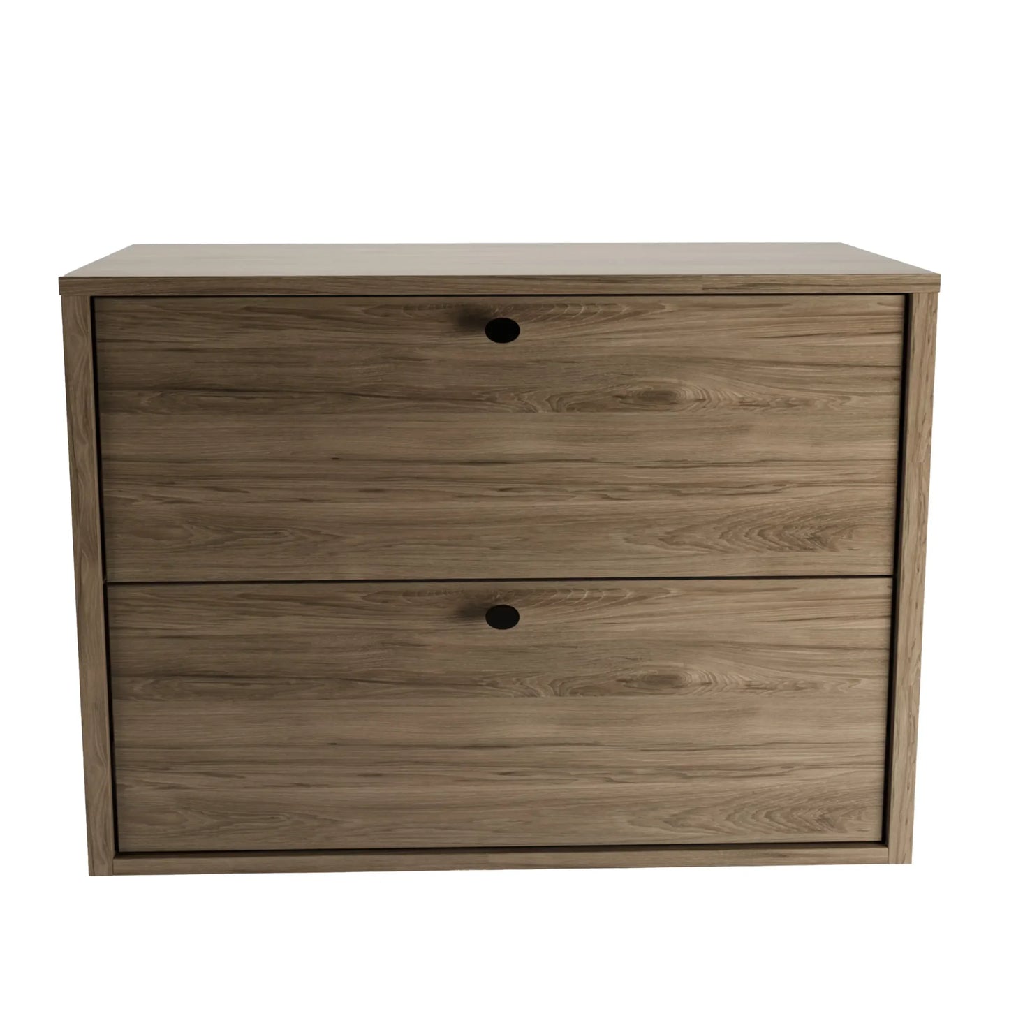 Dulap pentru lavoar 80 cm, cu 2 sertare, fronturi netede Belino - Nuc inchis