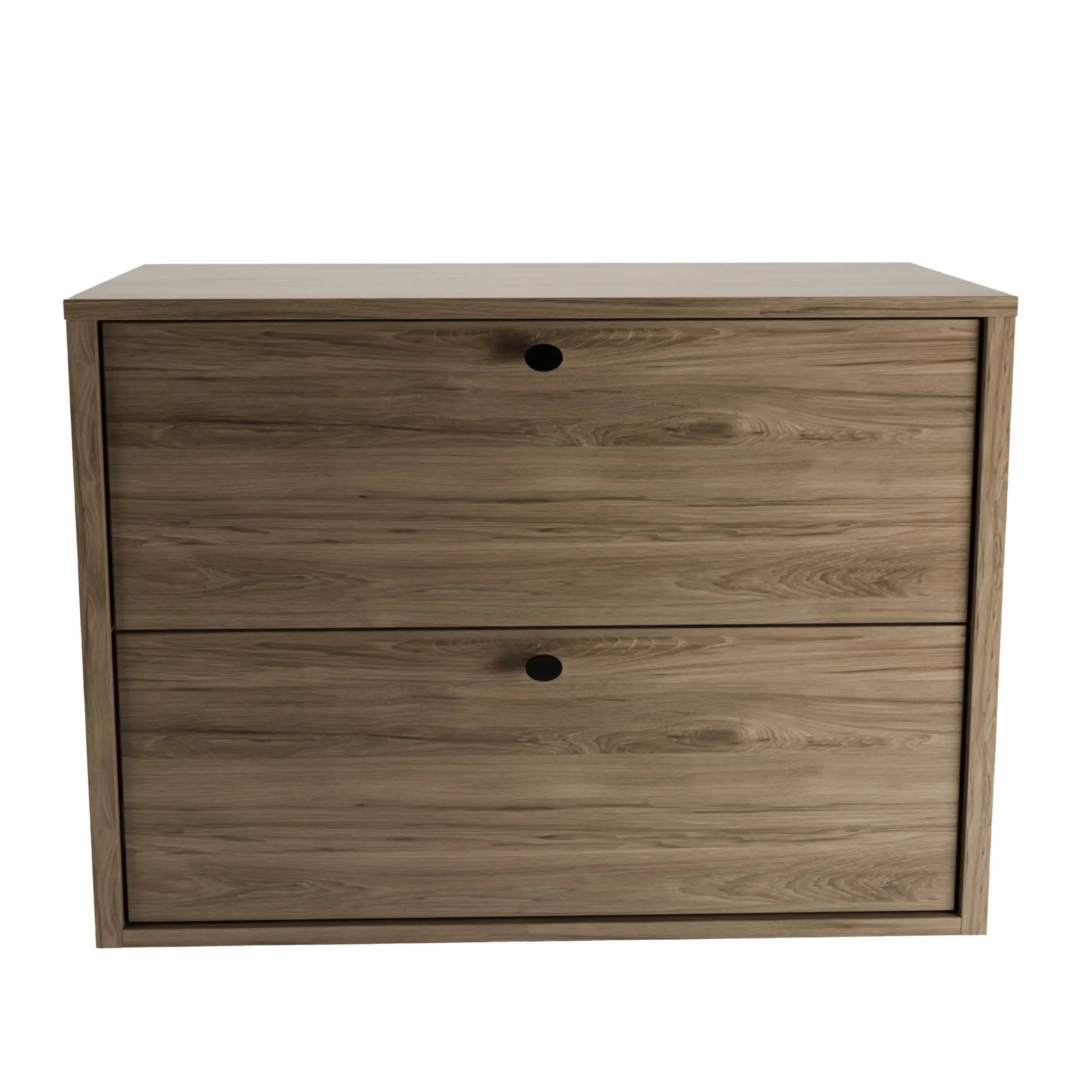 Dulap pentru lavoar 80 cm, cu 2 sertare, fronturi netede Belino - Nuc inchis