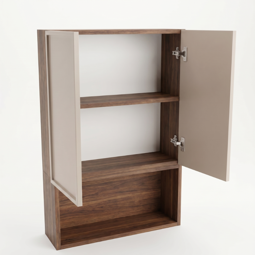 Dulap de perete deasupra toaletei 60 cm suspendat, fronturi cu rama decorativa Roma - Casmir/Nuc inchis