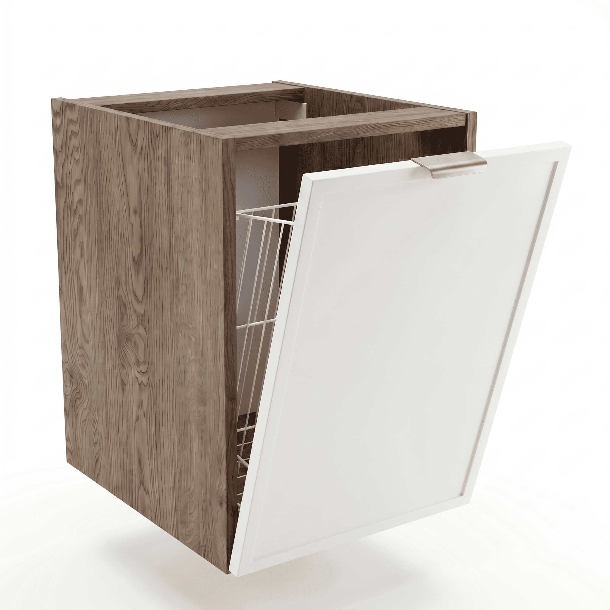 Dulap de baie 40 cm cos de rufe, fronturi cu rama decorativa Roma, fara blat - Alb/Nuc inchis