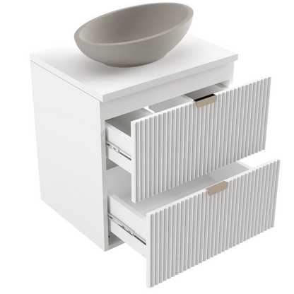 Dulap pentru lavoar 140 cm cu raft Willy - Alb, Nuc raft, Nuc top