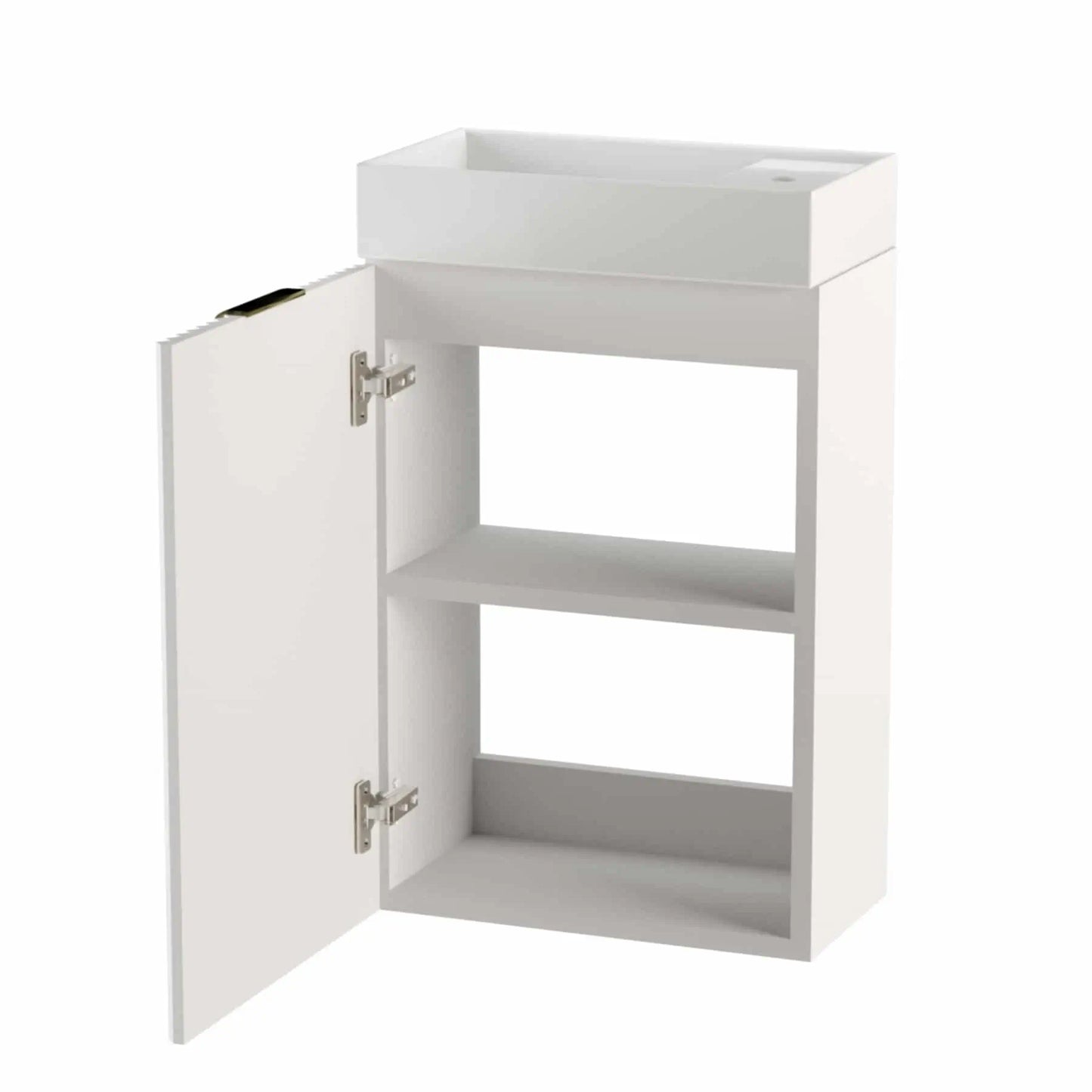 Dulap pentru lavoar 40 cm, cu chiuveta, 1 usa, fronturi canelate Willy - Alb