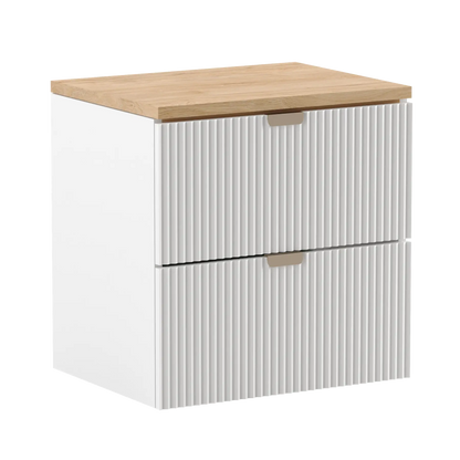 Dulap pentru lavoar 140 cm cu raft Willy - Alb, Nuc raft, Nuc top