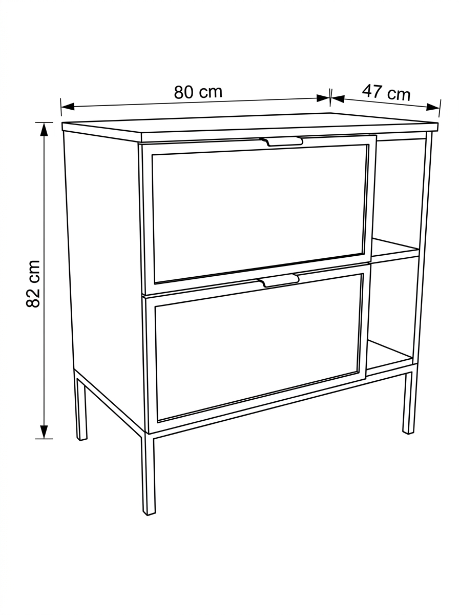 Dulap pentru lavoar cu raft 80 cm pe un cadru metalic Roma - Alb/Stejar Cremona