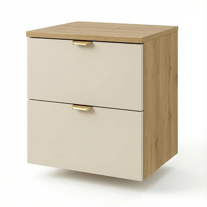 Dulap pentru lavoar 60 cm cu 2 sertare, fronturi netede Orio - Casmir/Stejar artizanal