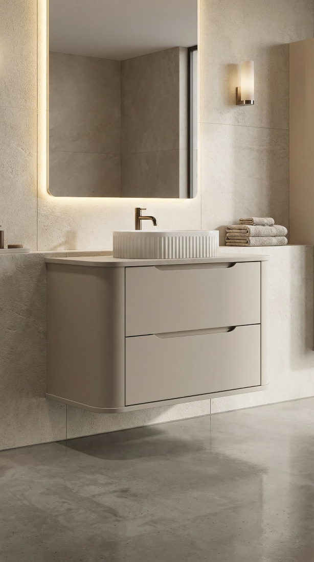 Dulap pentru lavoar 80 cm, 2 sertare, margini rotunjite Luma - Casmir
