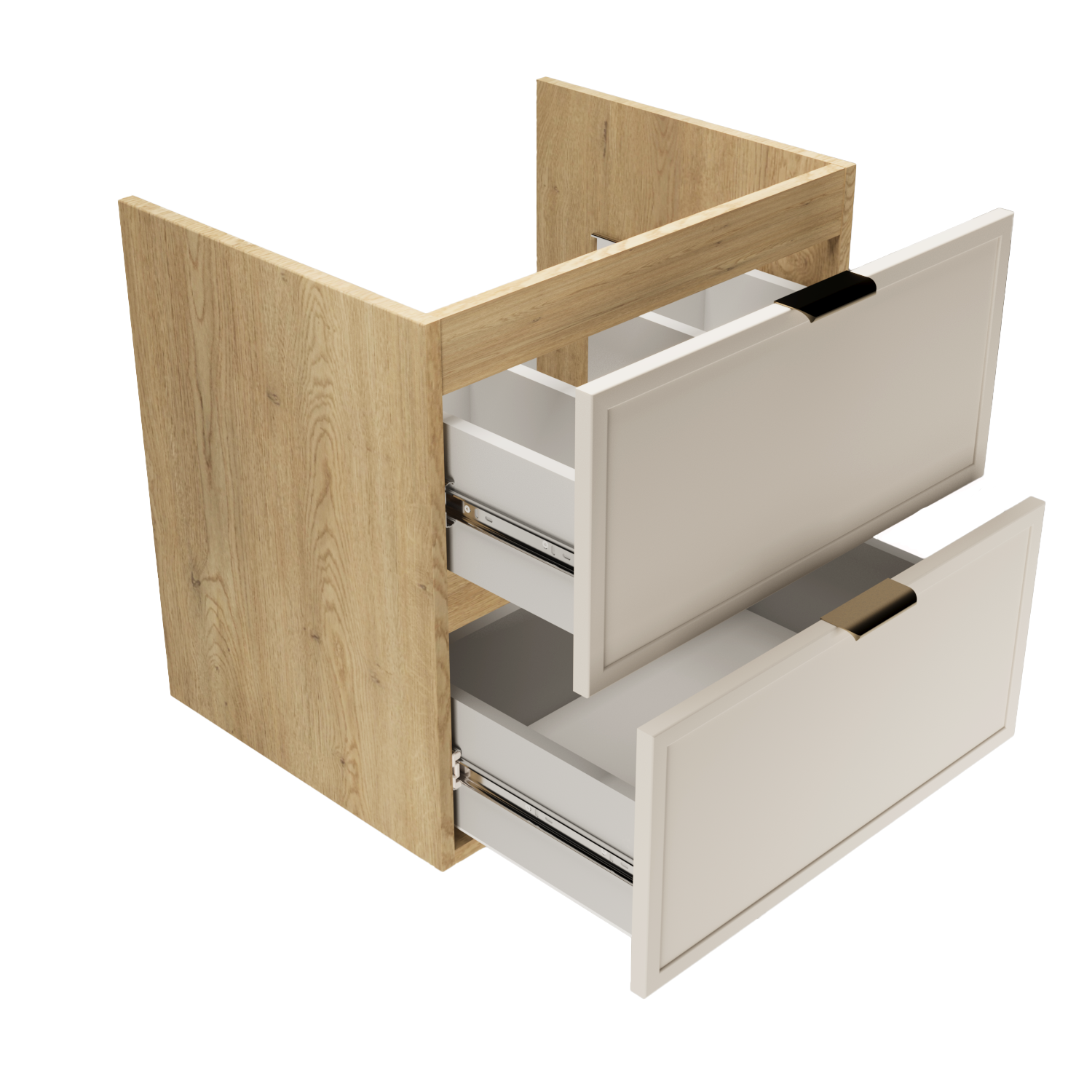 Dulap pentru lavoar 120 cm fronturi cu rama decorativa, 2 usi si 2 sertare Roma - Casmir/Stejar Cremona