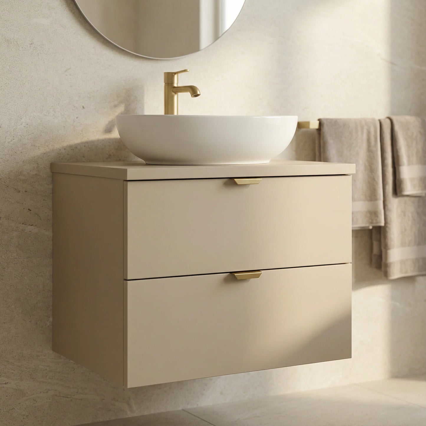 Dulap pentru lavoar 60 cm cu 2 sertare, fronturi netede Orio - Casmir