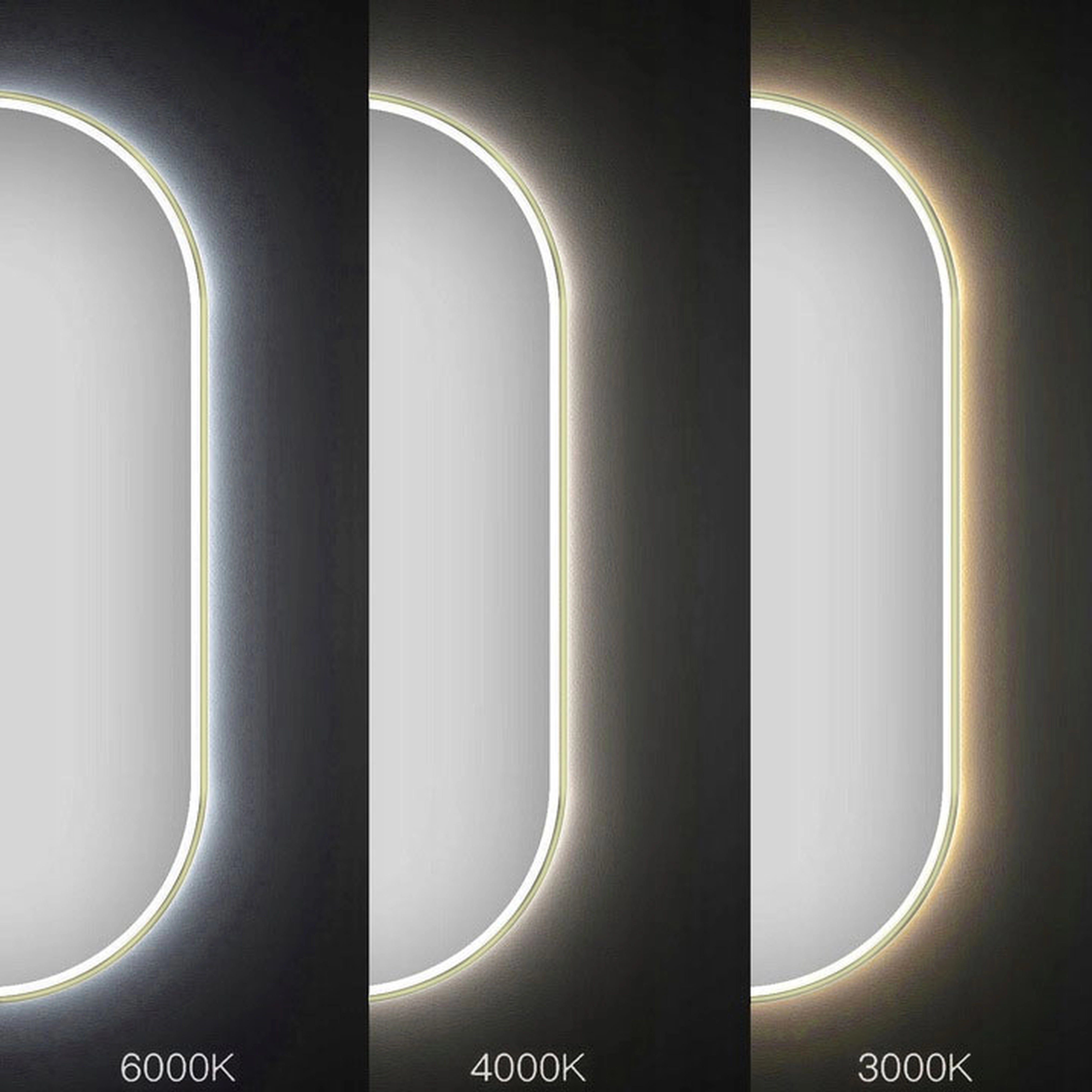 Oglinda de perete cu LED Ovl Auriu - 50x100 cm