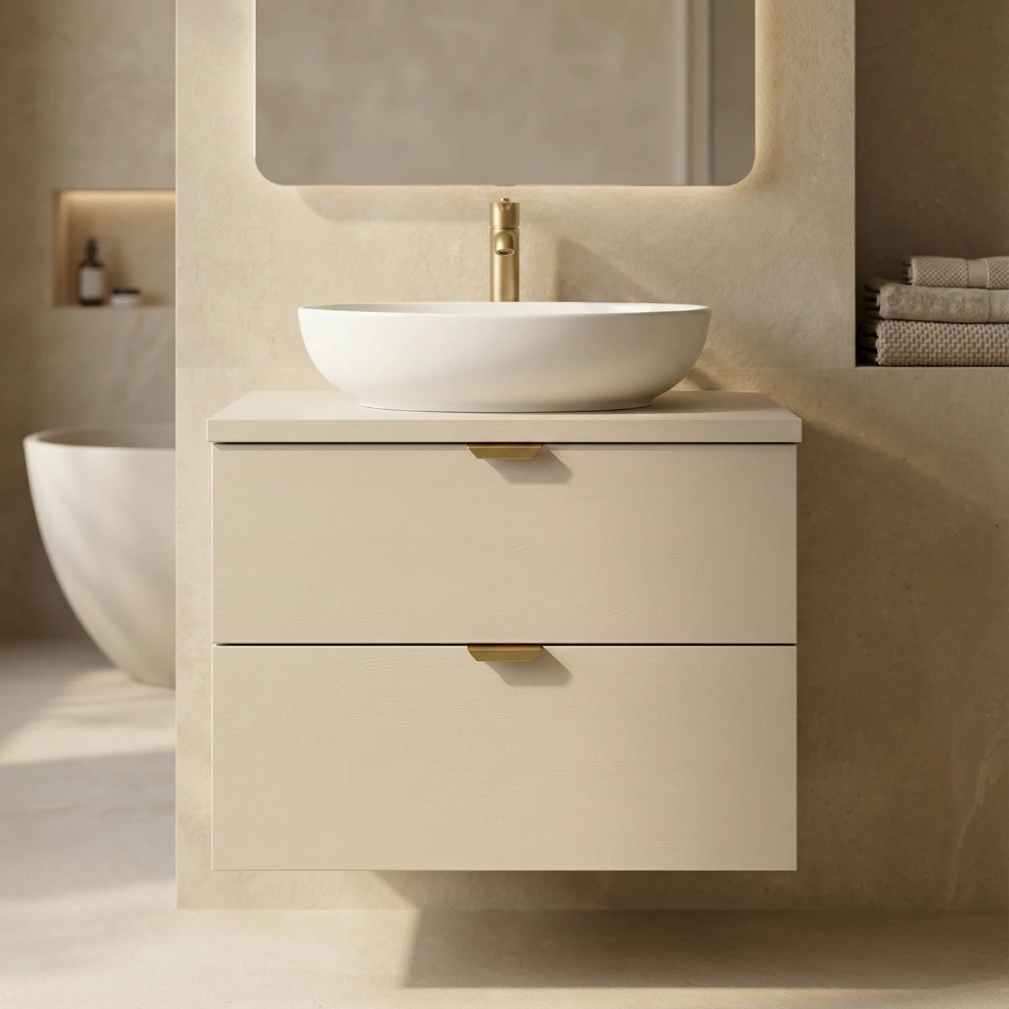 Dulap pentru lavoar 60 cm cu 2 sertare, fronturi netede Orio - Casmir