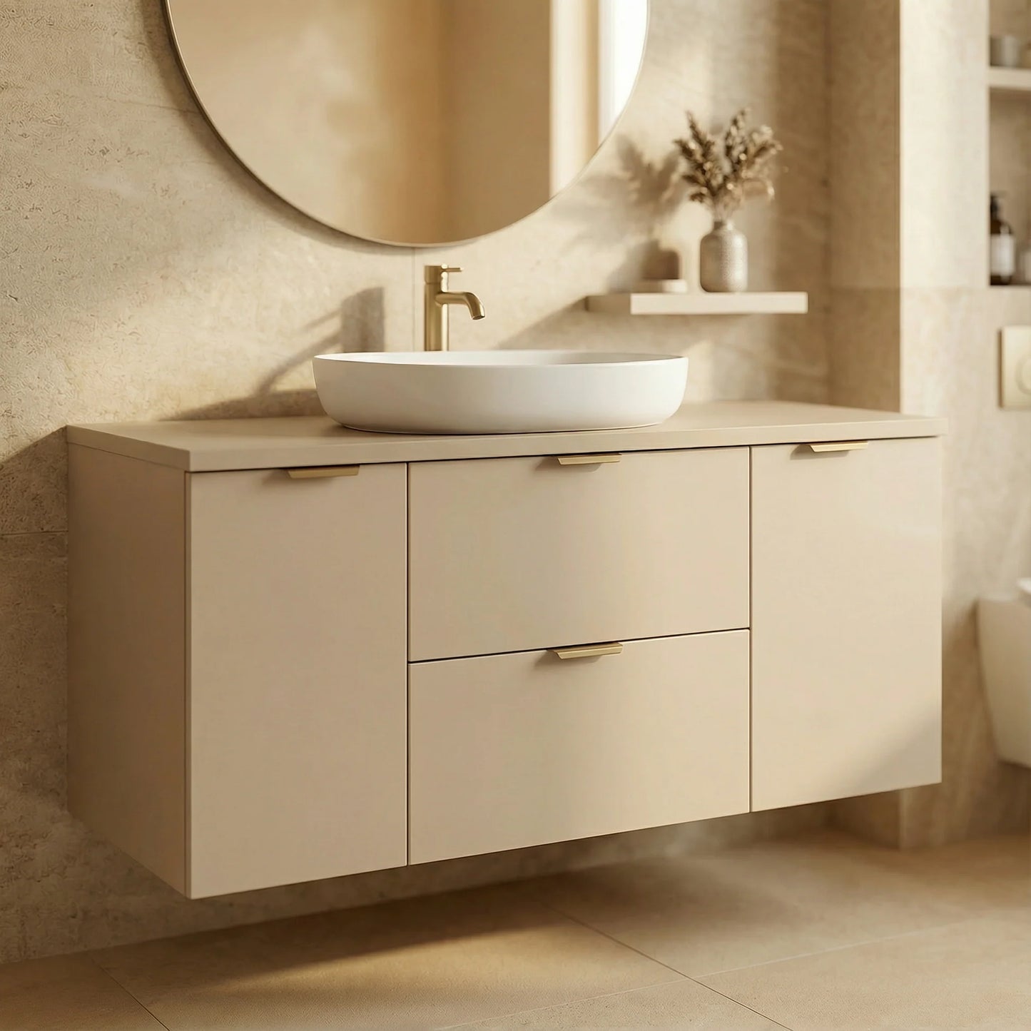 Dulap pentru lavoar 120 cm  cu 2 usi, cu 2 sertare, fronturi netede Orio - Casmir