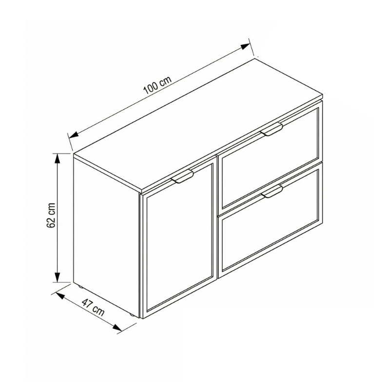 Dulap pentru lavoar 100 cm, cu cos de rufe, fronturi cu rama decorativa Roma - Casmir/Nuc inchis