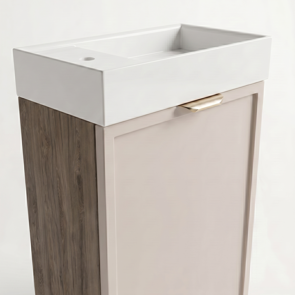 Dulap de baie 40 cm, cu chiuveta, fronturi cu rama decorativa Roma - Casmir/Nuc inchis