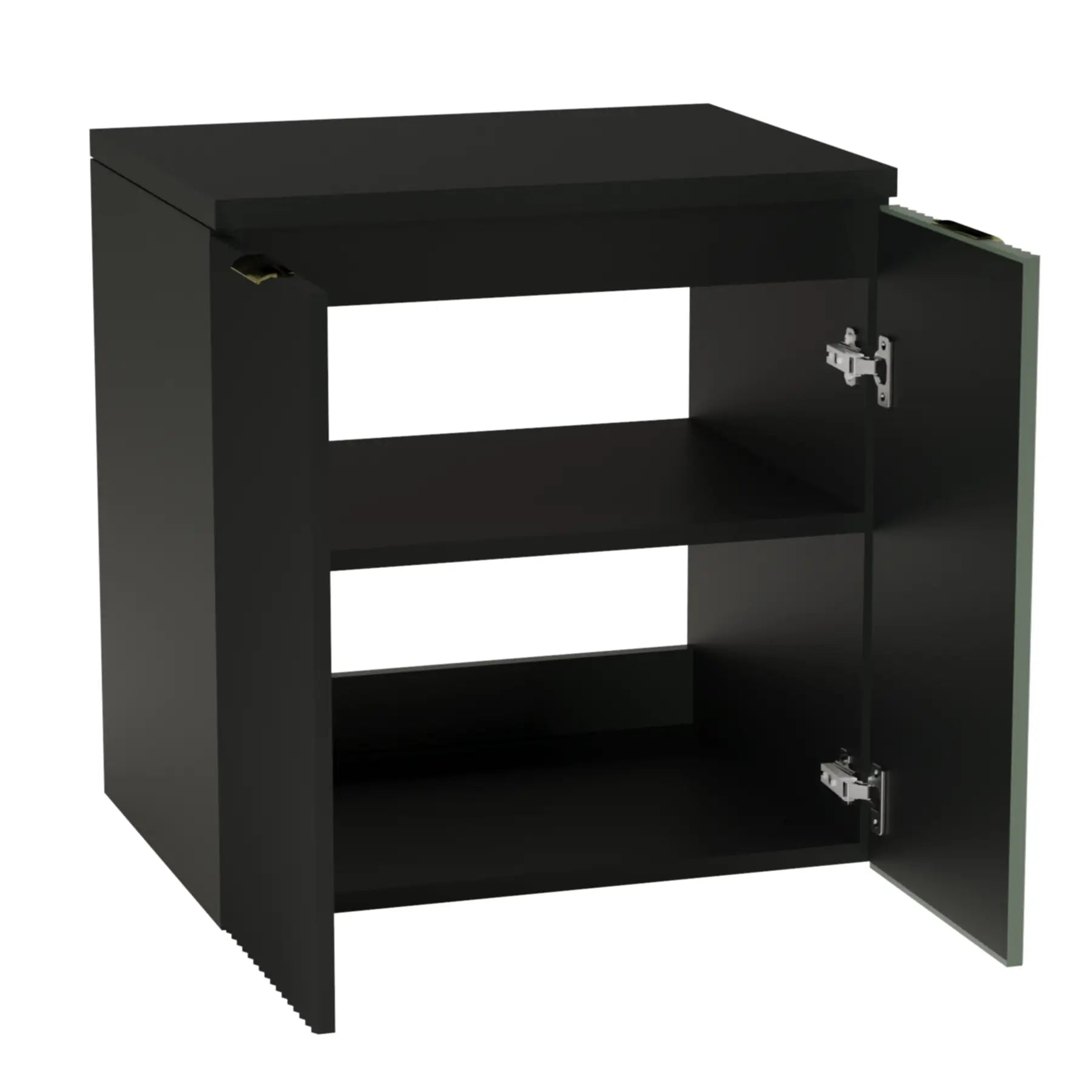 Dulap pentru lavoar 60 cm cu 2 usi, fronturi canelate Willy - Negru