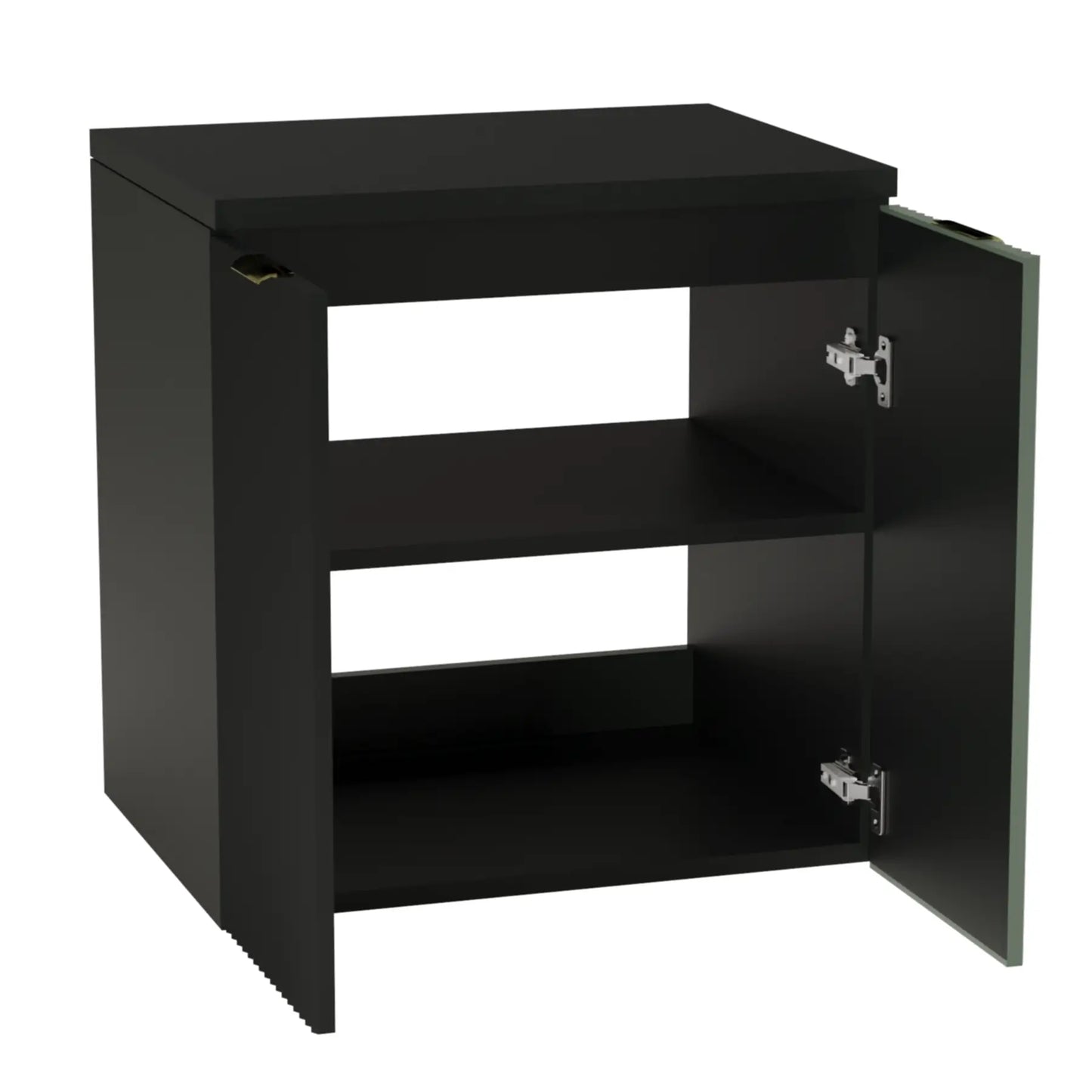 Dulap pentru lavoar 60 cm cu chiuveta, cu 2 usi, fronturi canelate Willy - Negru