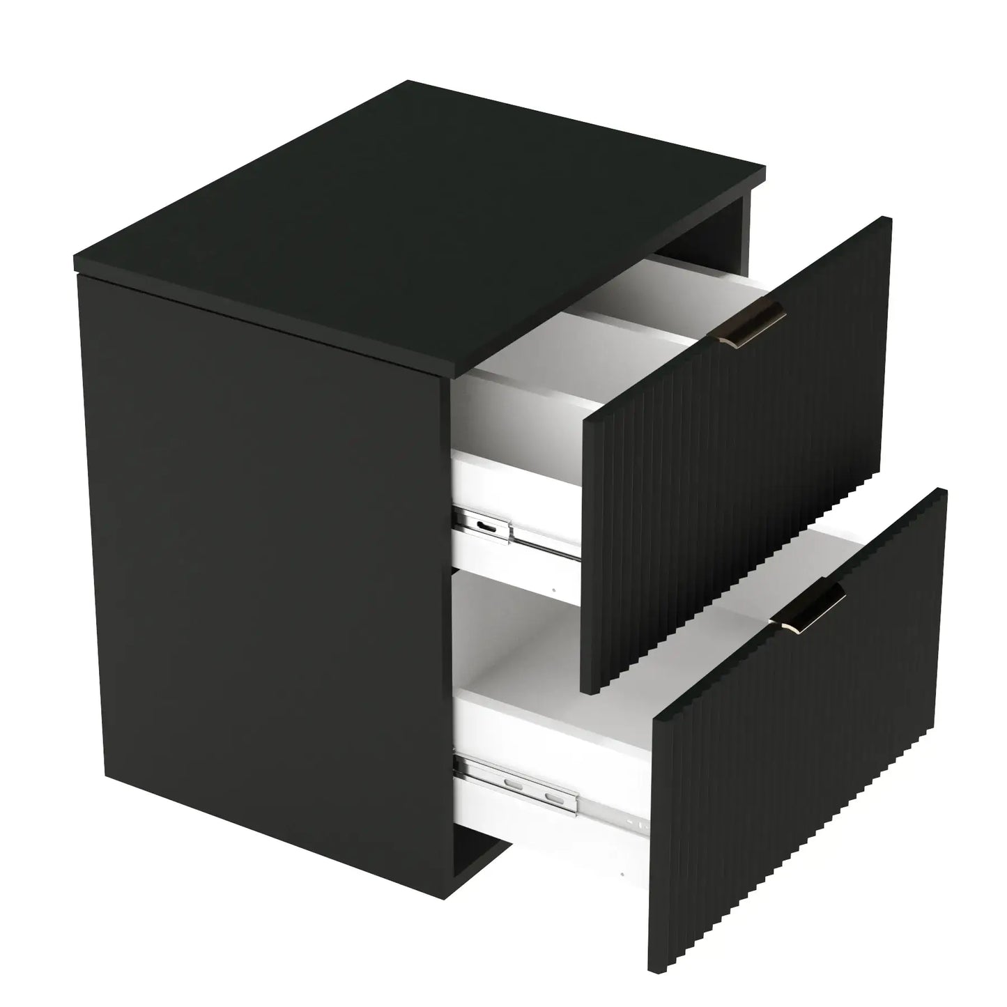 Dulap pentru lavoar 60 cm 2 sertare fronturi canelate Willy - Negru