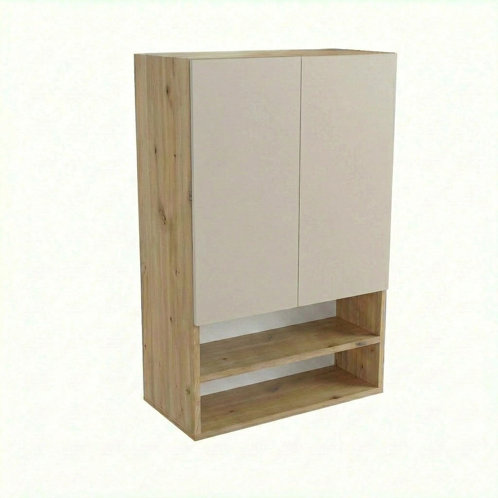 Dulap de perete deasupra toaletei 60 cm suspendat, fronturi netede Orio - Casmir/Stejar artizanal
