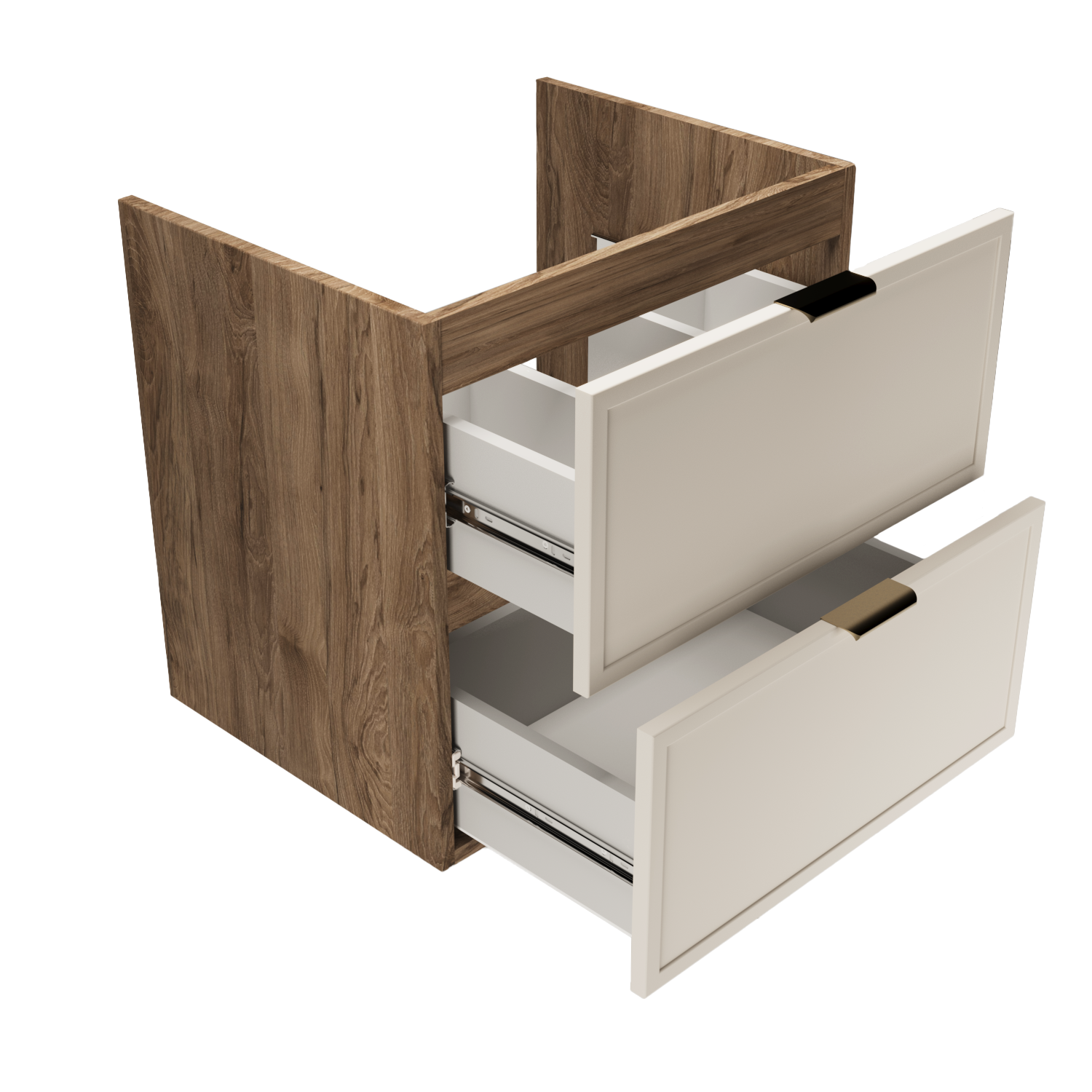 Dulap pentru lavoar 60 cm, 2 sertare, fronturi cu rama decorativa Roma - Casmir/Nuc inchis