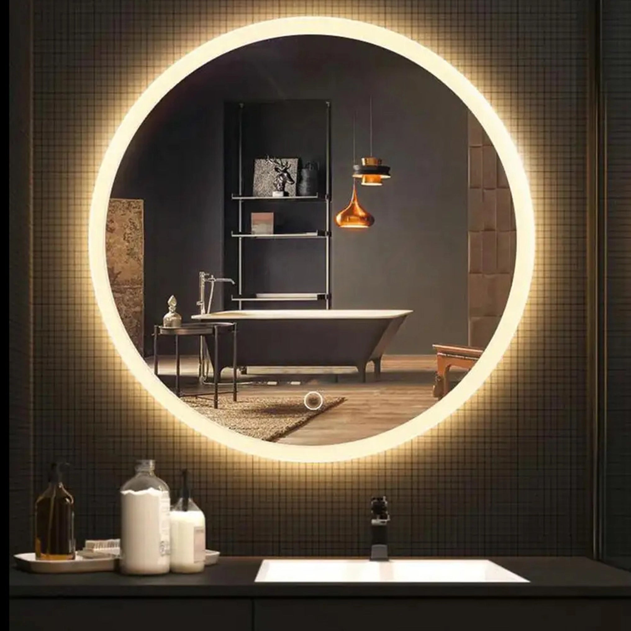 Oglinda de perete cu LED-uri FFJ - 70 cm