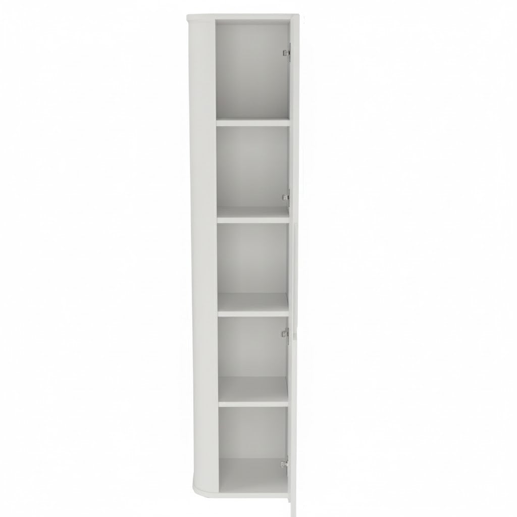 Dulap inalt pentru baie 160 cm, margini rotunjite, cu rafturi Luma - Alb