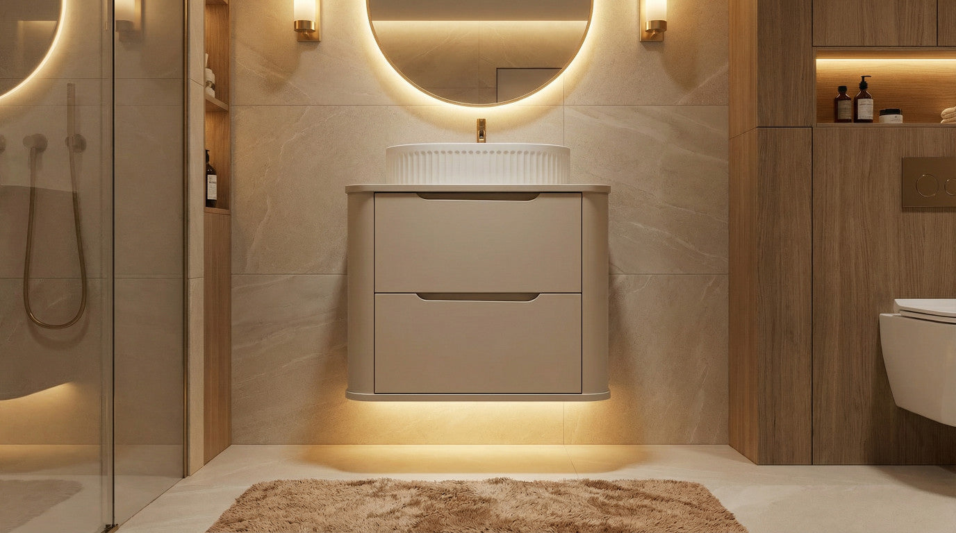 Dulap pentru lavoar 60 cm, 2 sertare, margini rotunjite Luma - Casmir