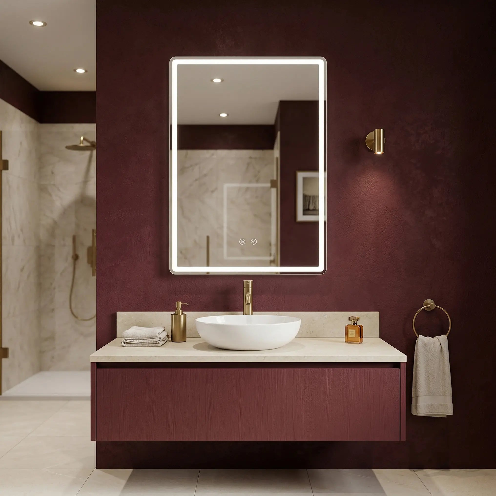 Oglinda de perete cu LED Marlo - 70x50 cm