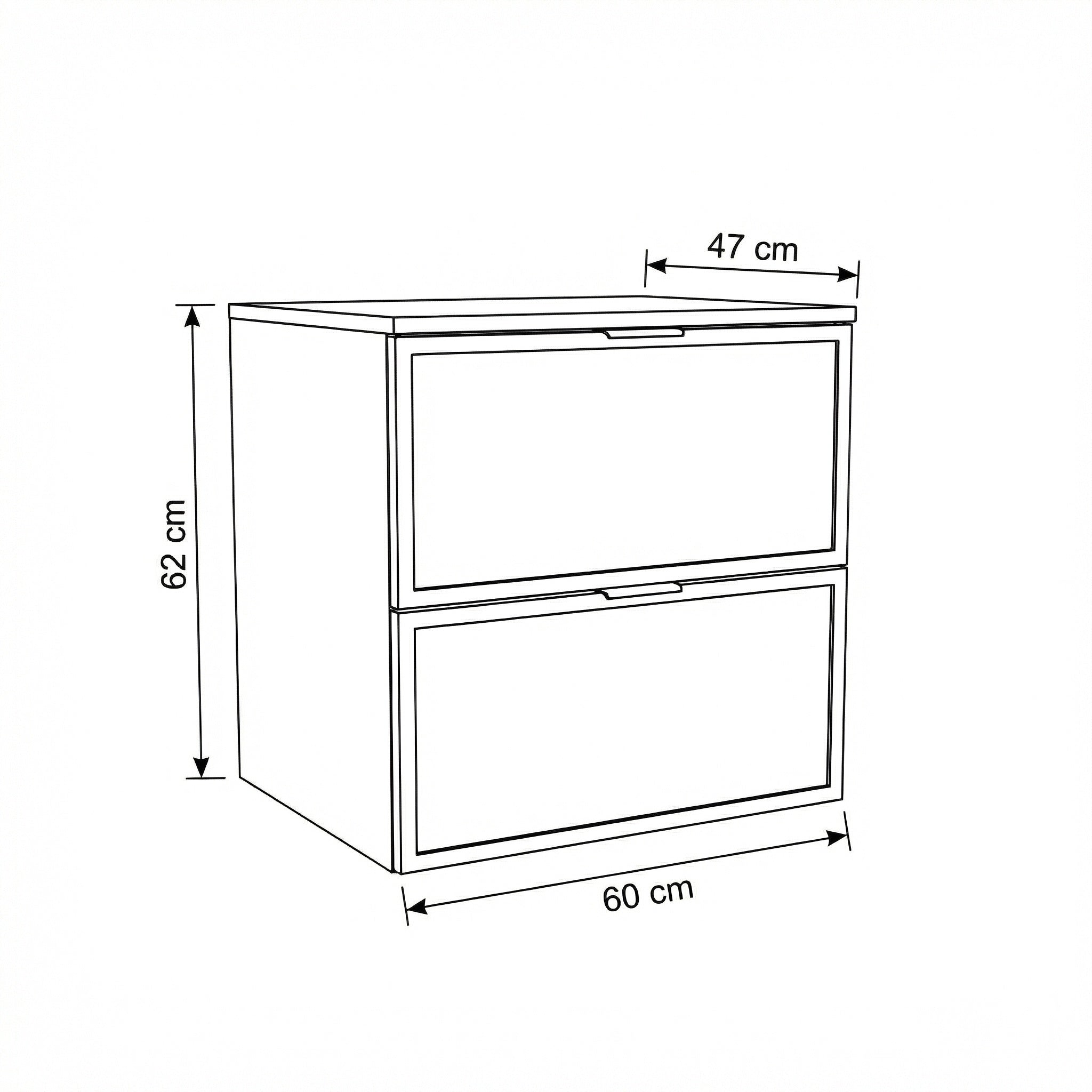 Dulap pentru lavoar 60 cm, 2 sertare, fronturi cu rama decorativa Roma - Alb/Stejar Cremona
