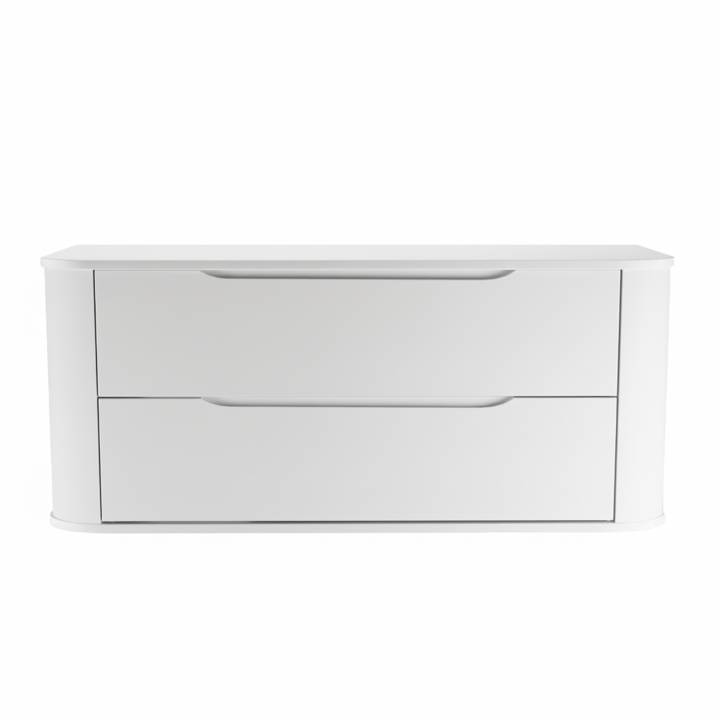 Dulap pentru lavoar 120 cm, 2 sertare, margini rotunjite Luma - Alb