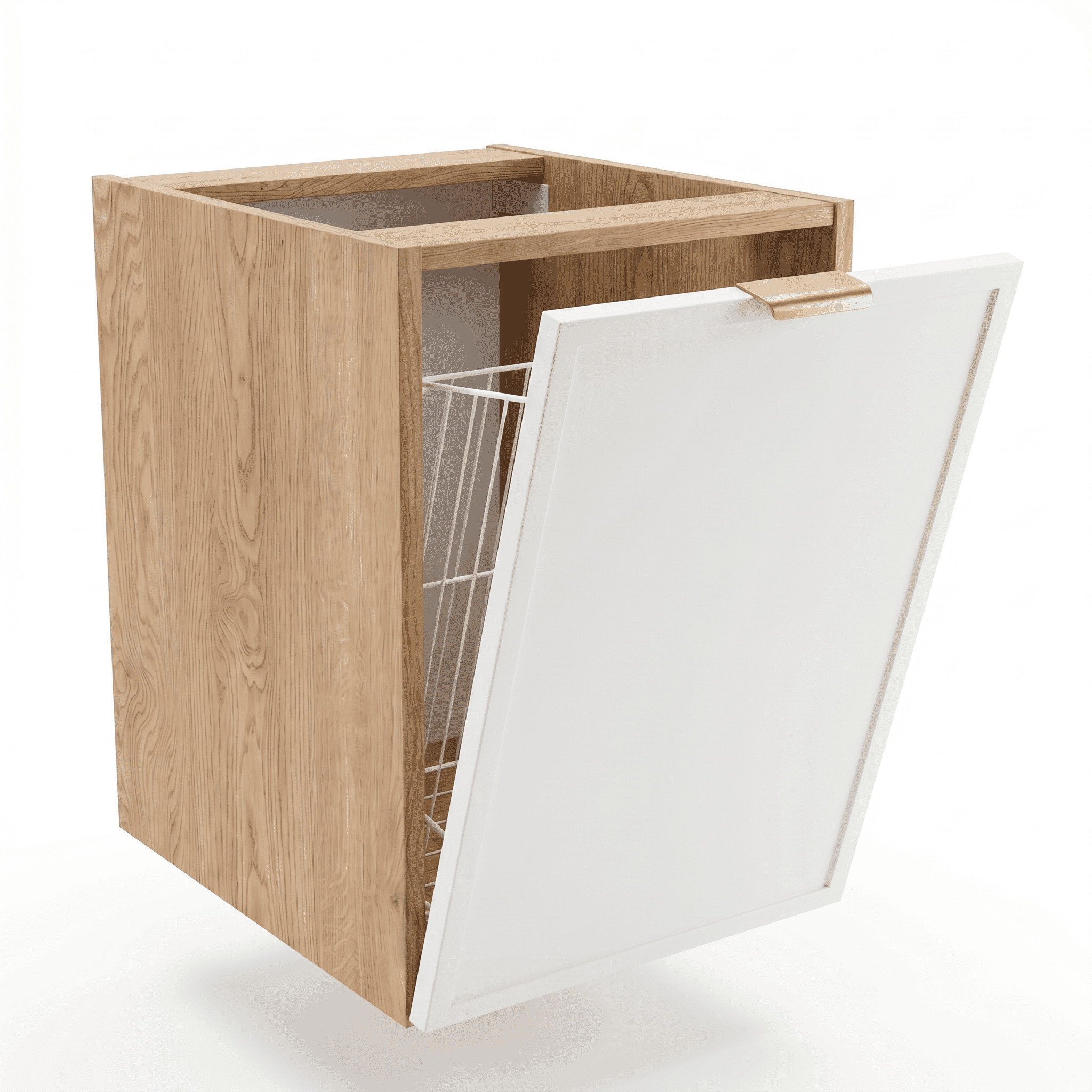 Dulap de baie 40 cm cos de rufe, fronturi cu rama decorativa Roma, fara blat - Alb/Stejar Cremona
