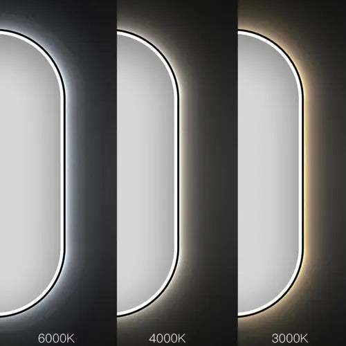 Oglinda de perete cu LED Ovl Negru - 50x100 cm