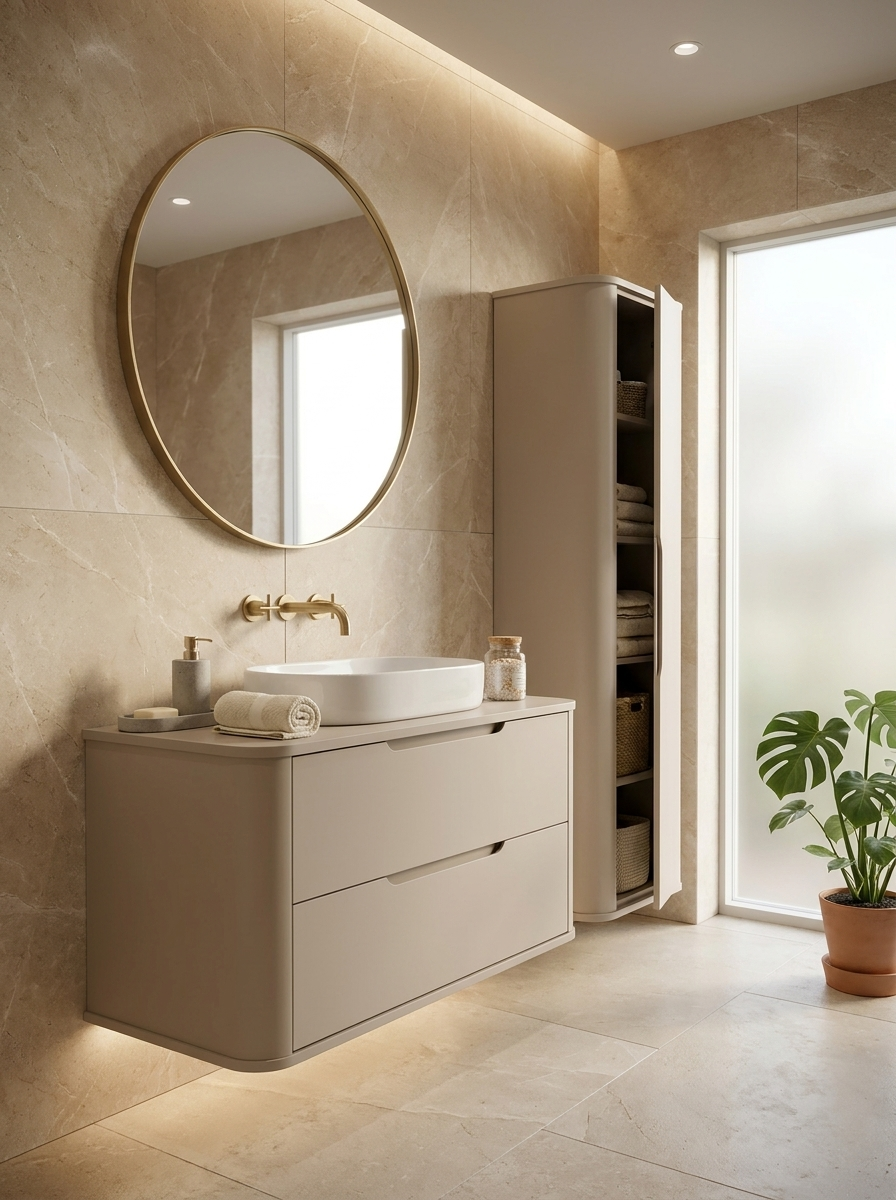 Dulap pentru lavoar 80 cm, 2 sertare, margini rotunjite Luma - Casmir