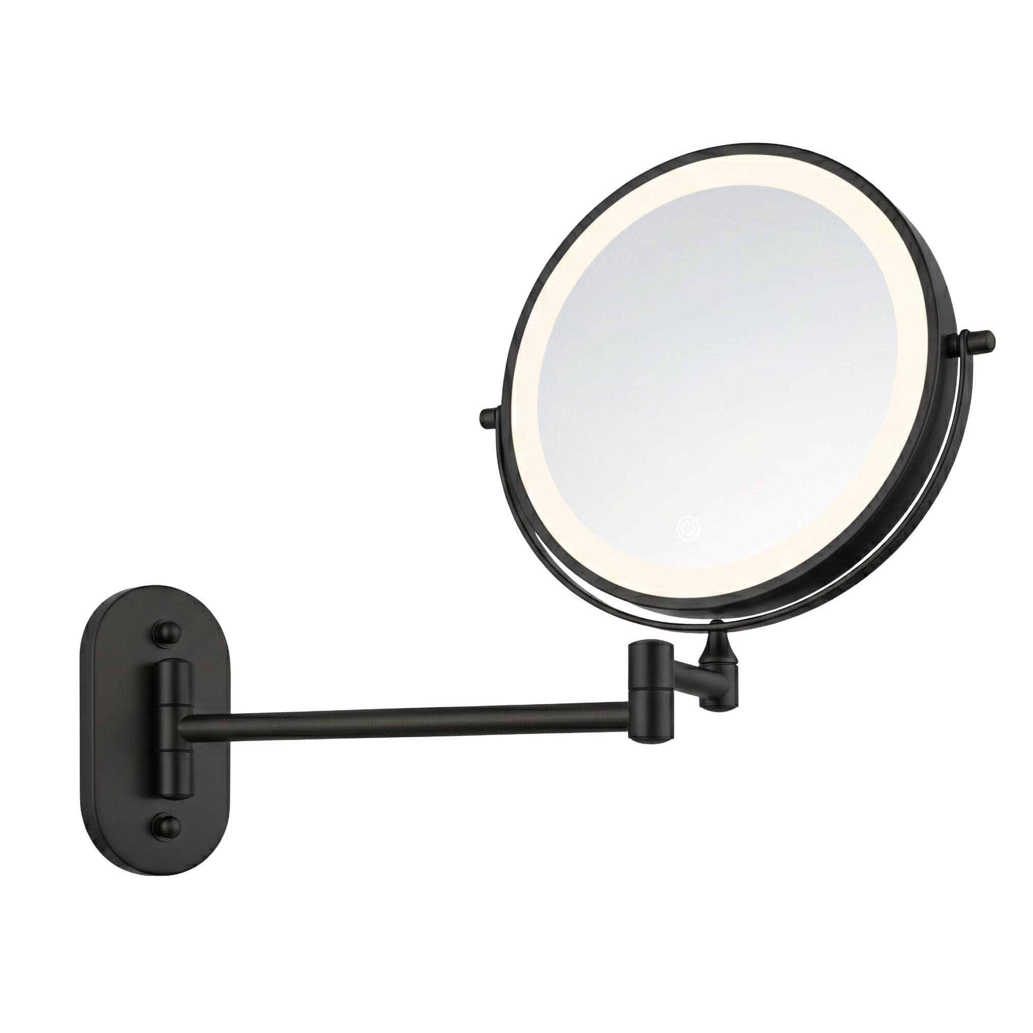 Oglindă cosmetică cu LED-uri pe ambele fețe, pentru montare pe perete - Negru