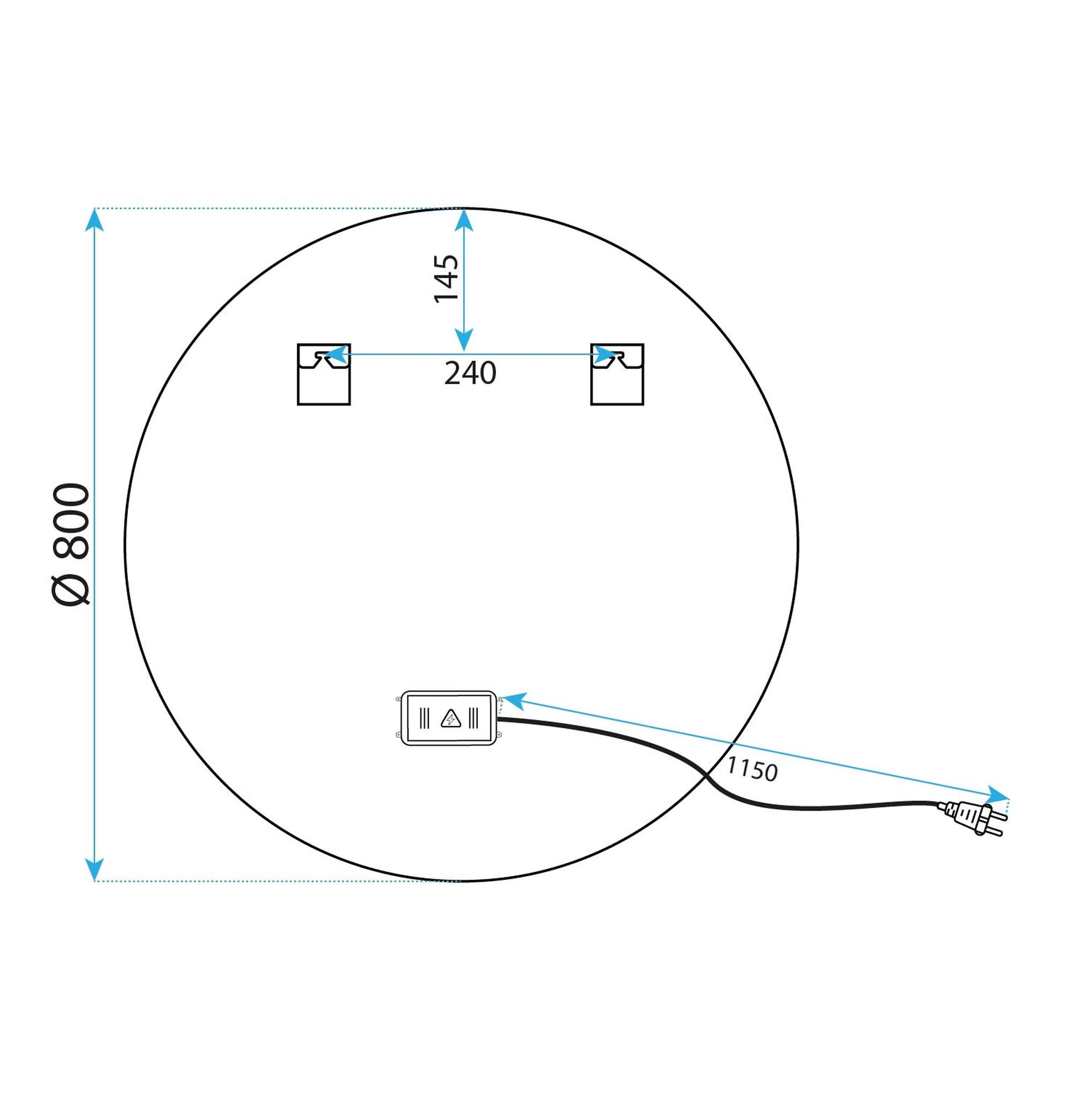 Oglinda de perete cu LED-uri MMJ Negru - 80 cm