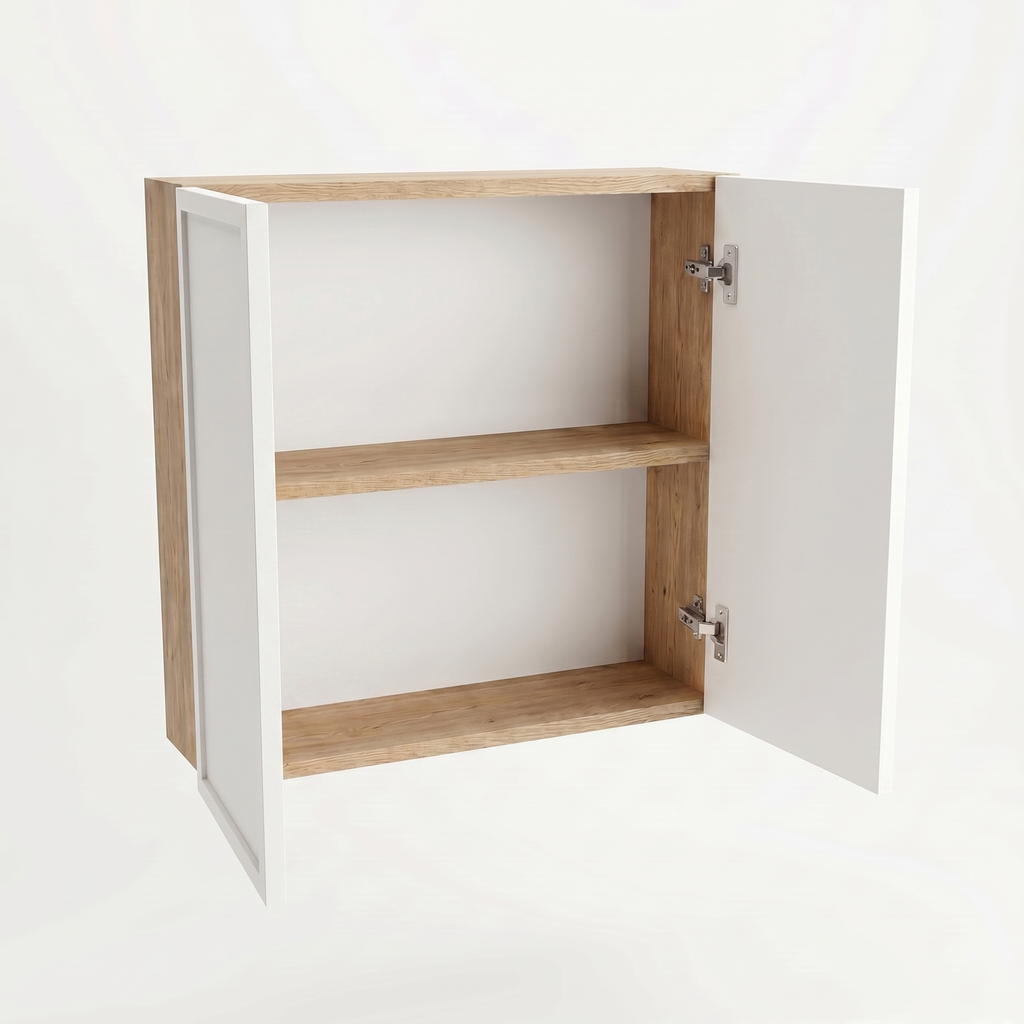 Dulap suspendat pentru baie de 60 cm cu 2 usi Roma - Alb/Stejar Cremona