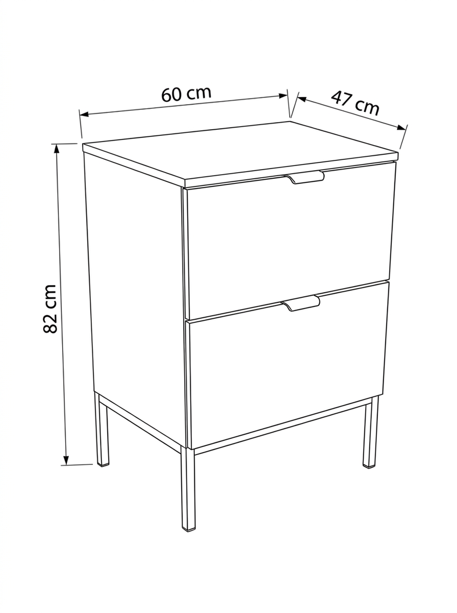 Dulap pentru lavoar 60 cm pe un cadru metalic, 2 sertare Orio - Alb/Stejar artizanal