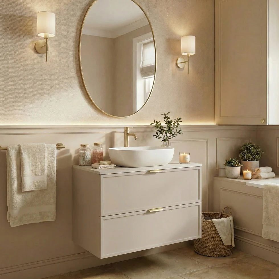 Dulap pentru lavoar 80 cm, 2 sertare, fronturi cu rama decorativa Roma - Casmir